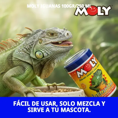 Envase frontal MOLY IGUANAS 100gr 250ml Mar Mascotas