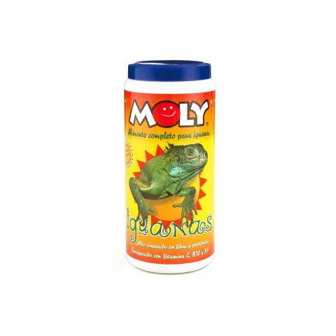 Alimento MOLY IGUANAS en recipiente transparente