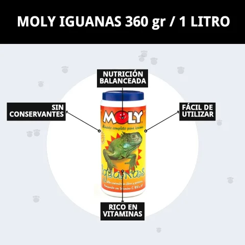 Presentación completa del producto MOLY IGUANAS en Mar Mascotas