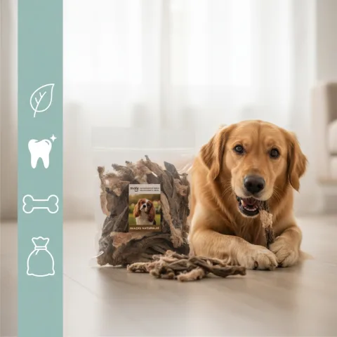 Presentación y tamaño orejas de conejo con pelo para perros