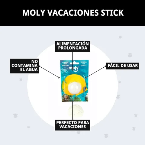 Snack MOLY VACACIONES STICK posé sur une table avec d'autres produits pour chiens