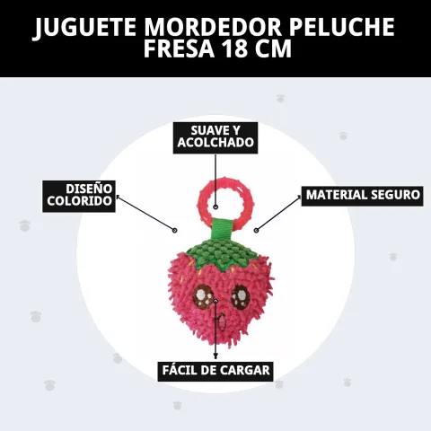 Emballage du jouet mordeur fraise pour chiens 18 cm