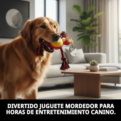 Vue latérale du jouet mordeur poule pour chiens