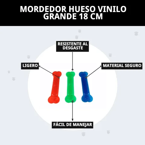 Mordedor hueso vinilo grande con textura para limpieza dental