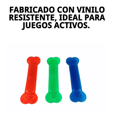 Mordedor hueso vinilo grande junto a otros juguetes para perros