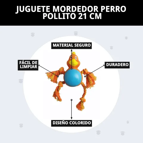 Jouet à mordre poulet pour chiens en usage sous surveillance