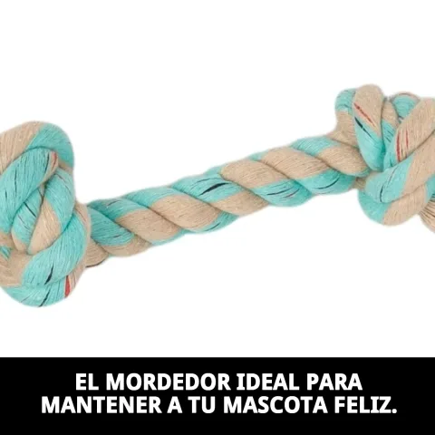 Mordedor para perros con doble nudo para mejor agarre y juego