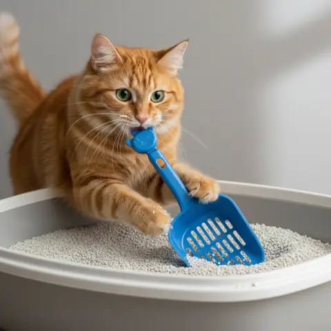 Pelle hygiénique pour chats mettant en avant son efficacité de nettoyage