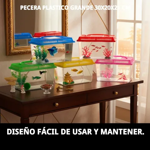 Pecera con iluminación natural en ambiente interior