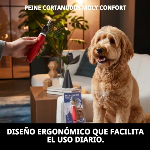 Peine cortanudos Moly Confort presentado en blister para transporte
