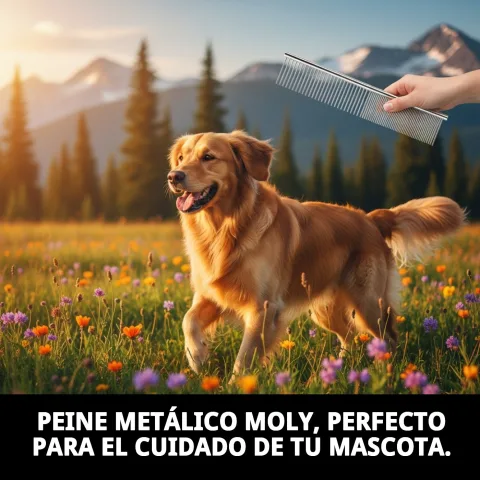 Mango ergonómico del peine metálico Moly para grooming