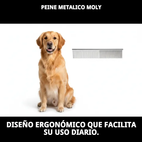 Peine metálico Moly mostrando su estructura ligera y resistente