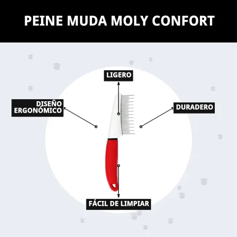 Peine Muda Moly Confort con pelo recogido tras uso