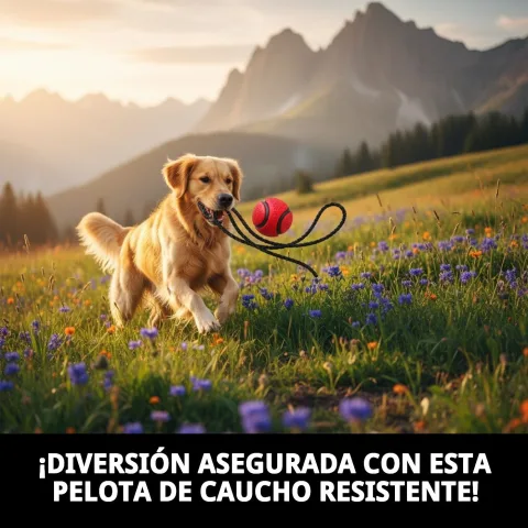 Perro jugando con pelota de caucho de 6 cm con ramal