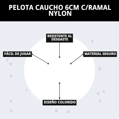 Paquete con pelota de caucho y ramal de nylon para perros