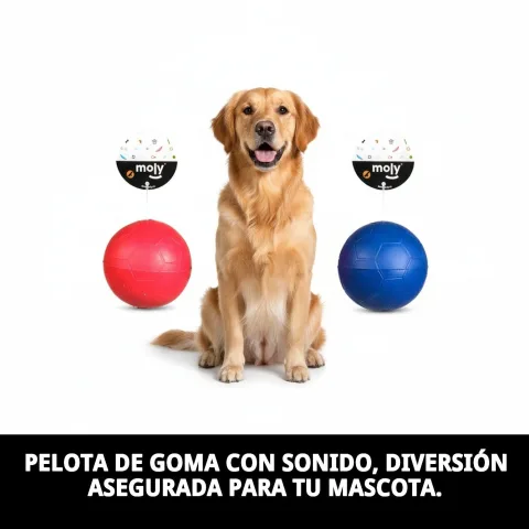 Detalle del mecanismo de sonido en pelota de caucho para perros