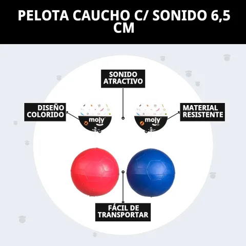 Pelota de caucho con sonido para perros disponible en Mar Mascotas