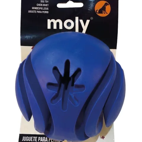Détail de la texture rugueuse de la balle dentaire pour chiens