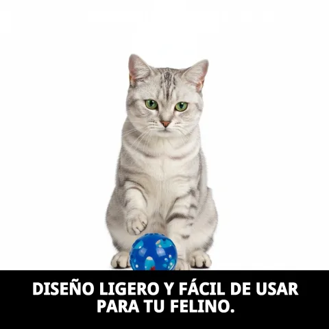 Pelota interactiva para gatos en entorno doméstico