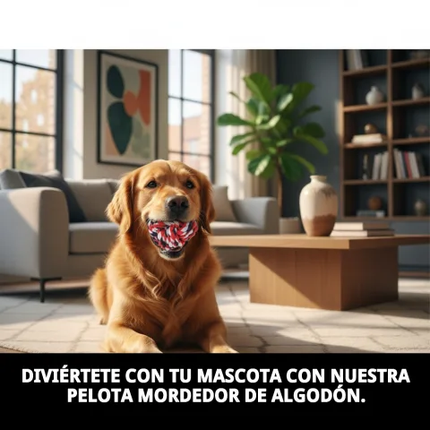 Pelota mordedor algodón en mano de propietario