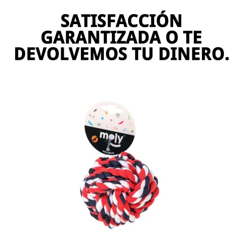 Vista lateral pelota mordedor algodón para perros