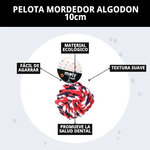 Pelota mordedor algodón con perro feliz jugando