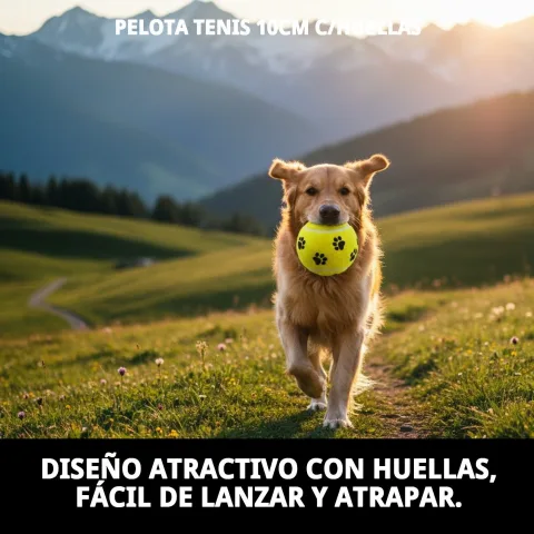 Empaque y presentación de la pelota tenis 10 cm con huellas