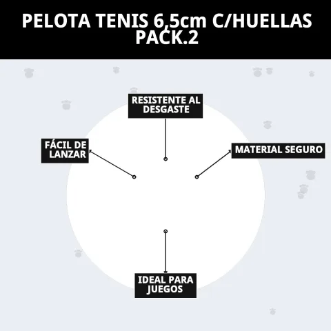 Perro feliz con pelota tenis con huellas en parque