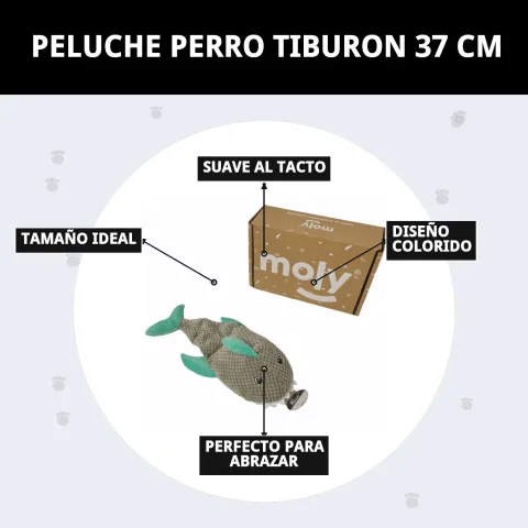 Emballage du peluche requin Moly pour chiens sur la boutique La Tribu Animale