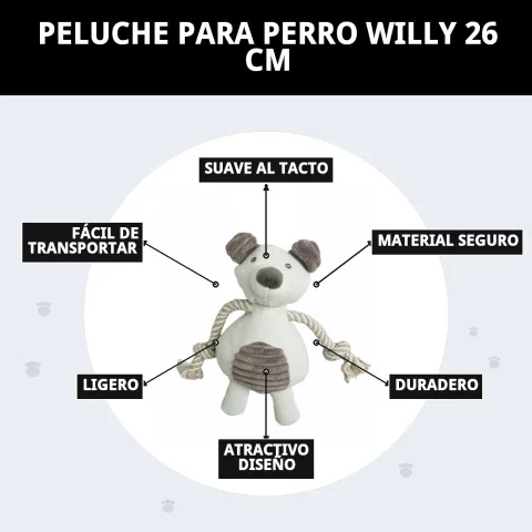 Emballage et présentation du peluche Willy pour chiens