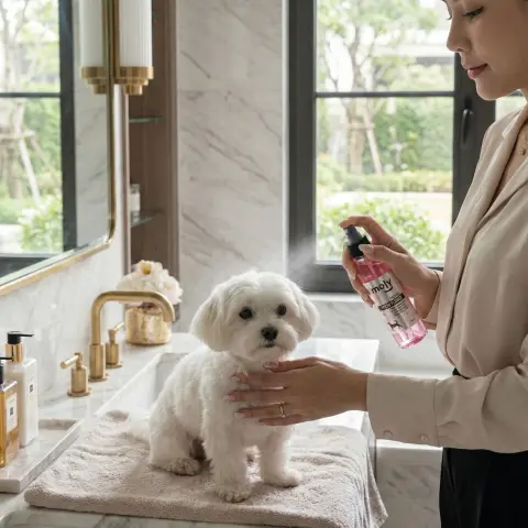 Detalle spray perfume Fresh Flowers para perros