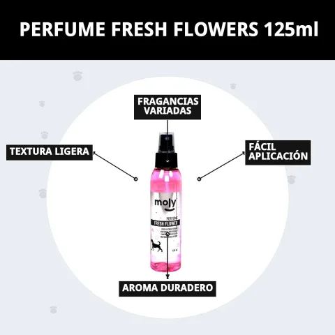 Presentación completa del perfume Fresh Flowers 125 ml para perros