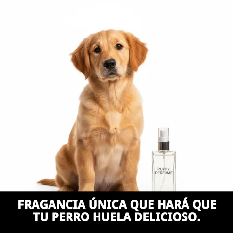 Aplicación de perfume Puppy en pelaje de cachorro