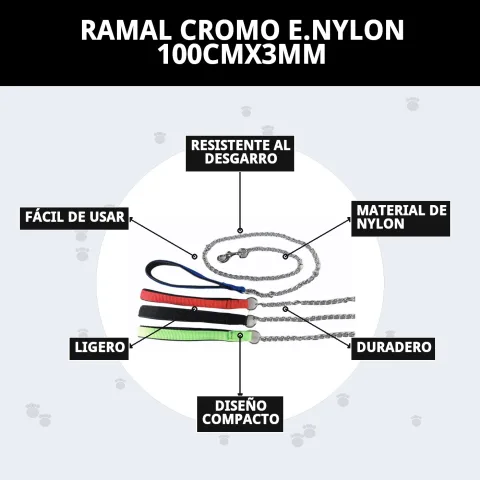 Laisse nylon et cromo en environnement naturel de promenade
