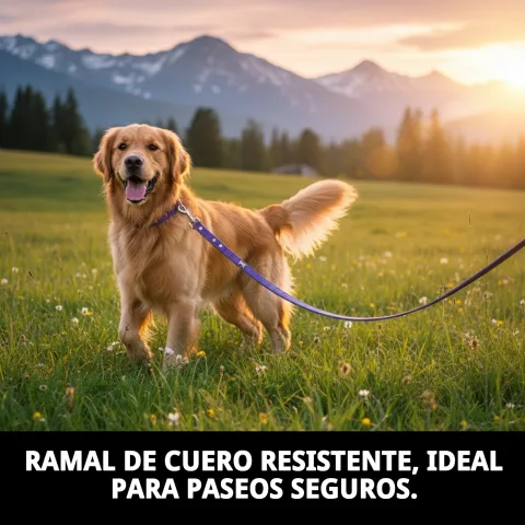 Ramal de cuero para perros en uso durante paseo