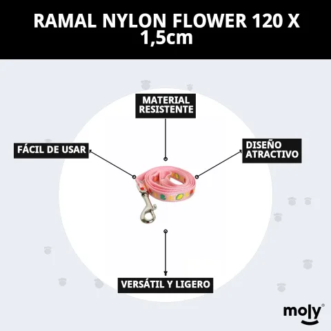 Ramal nylon flower con diseño floral para perros