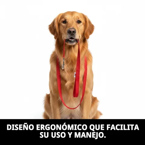 Uso del ramal nylon liso en paseo de perro en parque