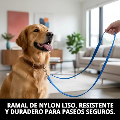 Ramal nylon liso en uso con perro en paseo