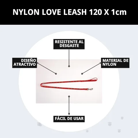 Laisse Ramal Nylon Love avec design fonctionnel et durable pour chiens
