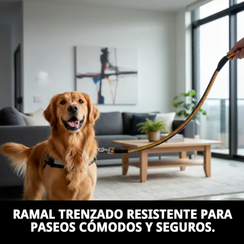 Ramal Omega trenzado sujetado por mano durante paseo con perro