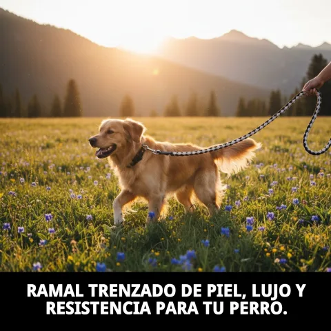 Cierre y anilla del ramal de piel trenzada para perros