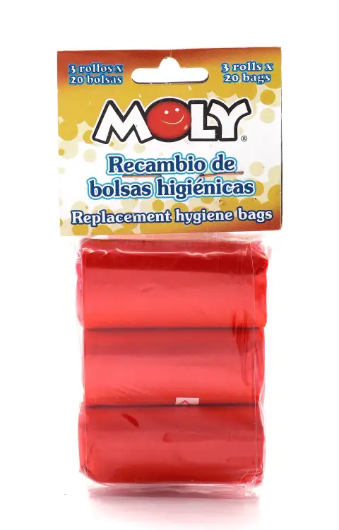 Detalle de bolsa higiénica abierta para recogida de excrementos