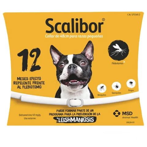 SCALIBOR 48 CM | COLLAR ANTIPARASITARIO PARA PERROS  PEQUEÑOS Y MEDIANOS | PROTECCIÓN CONTRA GARRAPATAS, FLEBÓTOMOS Y MOSQUITOS