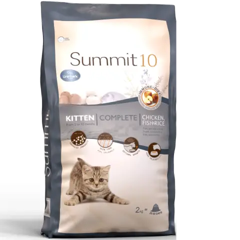 SUMMIT 10 KITTEN CHICKEN &amp; RICE 2 KG | PIENSO PREMIUM PARA GATITOS CON POLLO Y ARROZ | CRECIMIENTO SALUDABLE