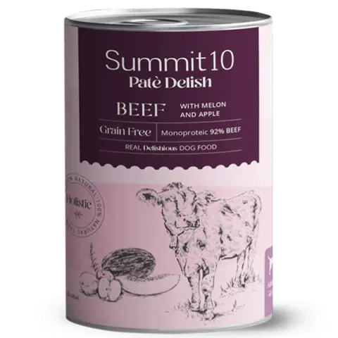 SUMMIT 10 PATÉ DELISH BEEF GRAIN FREE 400 GR | ALIMENTO HÚMEDO MONOPROTEICO PARA PERROS ADULTOS