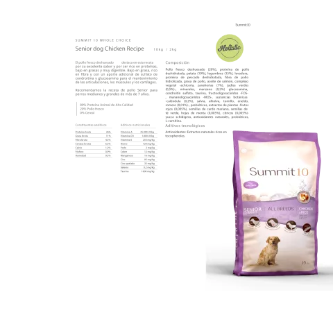 Perro senior disfrutando de alimento SUMMIT 10 Senior Light