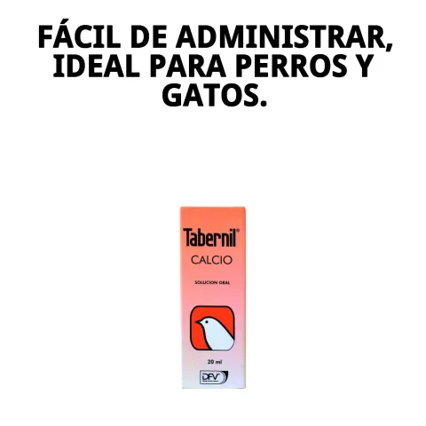 Vista lateral del envase TABERNIL CALCIO 20 ML para suplementación animal