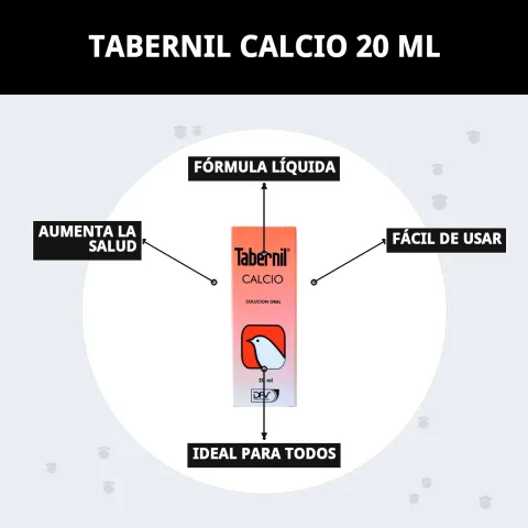 Packaging completo de TABERNIL CALCIO 20 ML disponible en Mar Mascotas
