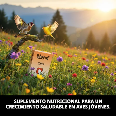 Aves canarios en etapa de cría saludables con suplemento