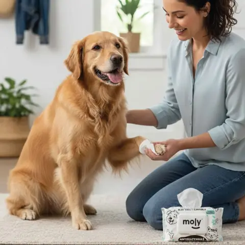 Détail d'une lingette hygiénique pour animaux Moly